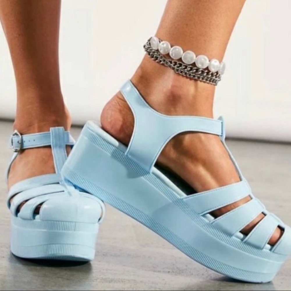 Jeffrey Campbell Platform Jelly Sandals Baby Blue 11 … Gem